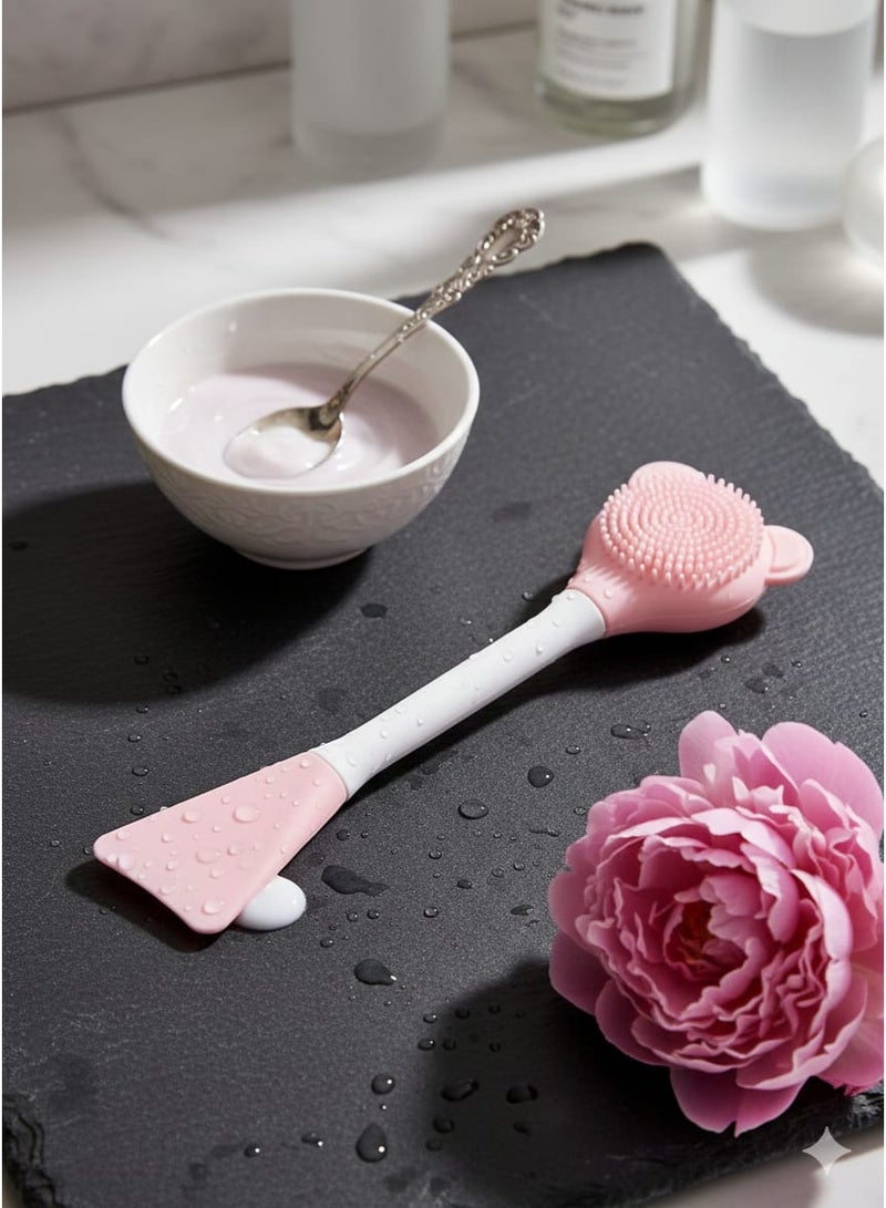 Double silicone facial cleansing brush with mask applicator – deep cleansing and gentle exfoliation for the skin – suitable for all skin types (MULTICOLOUR) - Image 3